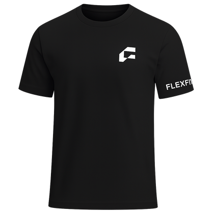 Black t-shirt with white logo 